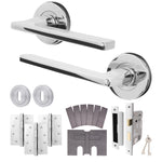 Euroda Polished Chrome Lever on Rose Fire Door Handle Pack - 3 Lever Lock - FD30/60 - tradefit - 1