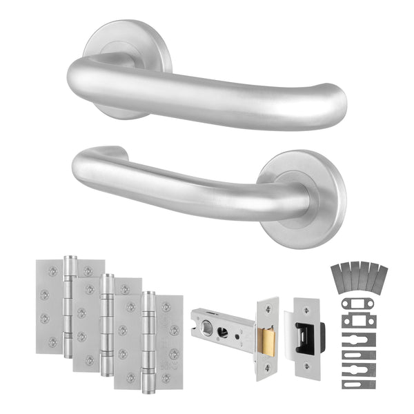 Return to Door Lever on Rose Stainless Steel Door Handle Kit - Medium Duty FD30/60 - 76mm Latch - Featured Image