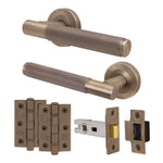 Aurora Antique Brass Lever on Rose Door Handle Kit - 64mm Latch - 1
