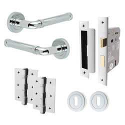 Santana Polished Chrome Lever on Rose Door Handle Kit - Sashlock - tradefit