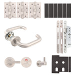 Fire Door Kit - Toilet Cubicle - Heavy Duty - Satin Stainless Steel - tradefit - 1