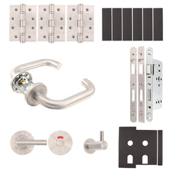 Fire Door Kit - Toilet Cubicle - Heavy Duty - Satin Stainless Steel - tradefit