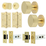 Nador Satin Brass Mortice Door Knob Kit - 76mm Bathroom Deadbolt - tradefit - 1