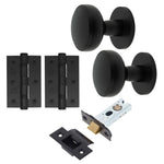 Martil Matt Black Mortice Door Knob Kit - 76mm Latch - tradefit - 1