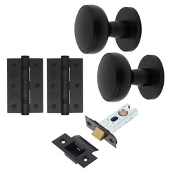 Martil Matt Black Mortice Door Knob Kit - 76mm Latch - tradefit