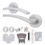 Euroda - Plus Satin Chrome Lever on Rose Fire Door Handle Pack - Euro Lock & Thumbturn Cylinder - tradefit - 1