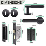 Dinis Knurled Matt Black Lever on Rose Door Handle Pack - 80mm Sashlock - tradefit - 4
