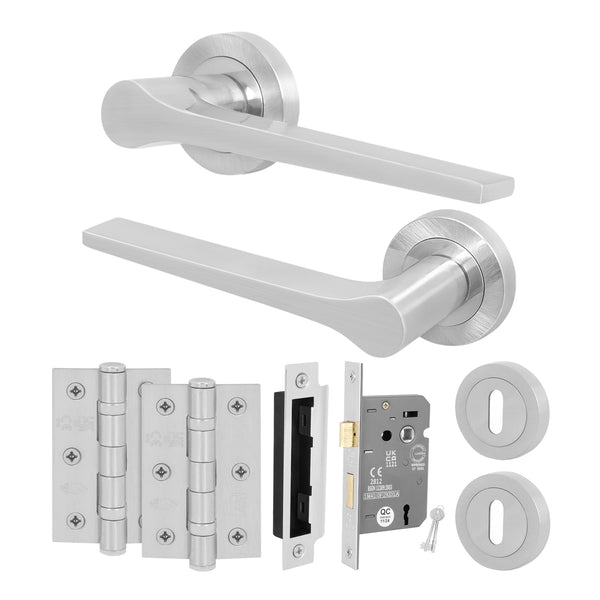 Tapera Satin Nickel Lever on Rose Door Handle Kit - Sashlock - tradefit - Featured Image