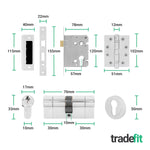 Dumont Polished Chrome Lever on Rose Door Handle Kit - Medium Duty FD30/60 - 80mm Euro Sashlock and Double Cylinder - Master Keyed - tradefit - 5