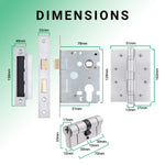 Euroda - Plus Satin Chrome Fire Door Handle Pack - Euro Lock & Double Cylinder - tradefit - 5