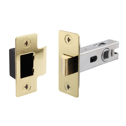 2.5 inch/64mm Tubular Latch Bolt Through - 44mm Backset - Satin Brass - tradefit