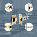 2.5 inch/64mm Tubular Latch Bolt Through - 44mm Backset - Satin Brass - tradefit - 4