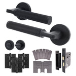 Mode - Grip Black Lever on Rose Fire Door Handle Pack - Bathroom - FD30/60 - tradefit - 1