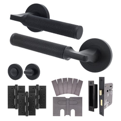 Mode - Grip Black Lever on Rose Fire Door Handle Pack - Bathroom - FD30/60 - tradefit