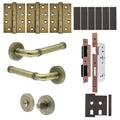 Santana Antique Brass Lever on Rose Door Handle Kit - Heavy Duty FD30/60 - DIN Bathroom Lock