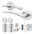 Euroda-Plus Polished Chrome Lever on Rose Door Handle Pack - 3 Lever Lock & Thumbturn Cylinder