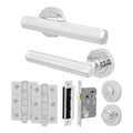Moreno Polished Chrome Lever on Rose Door Handle Kit - 64mm Bathroom Lock
