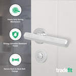 Moreno Polished Chrome Lever on Rose Door Handle Kit - 64mm Bathroom Lock - tradefit - 2
