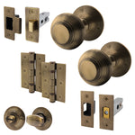 Beehive Antique Brass Mortice Door Knob Kit - 76mnm Bathroom Deadbolt - tradefit - 1