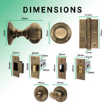 Beehive Antique Brass Mortice Door Knob Kit - 76mnm Bathroom Deadbolt - tradefit - 3