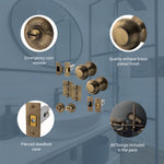Beehive Antique Brass Mortice Door Knob Kit - 76mnm Bathroom Deadbolt - tradefit - 4