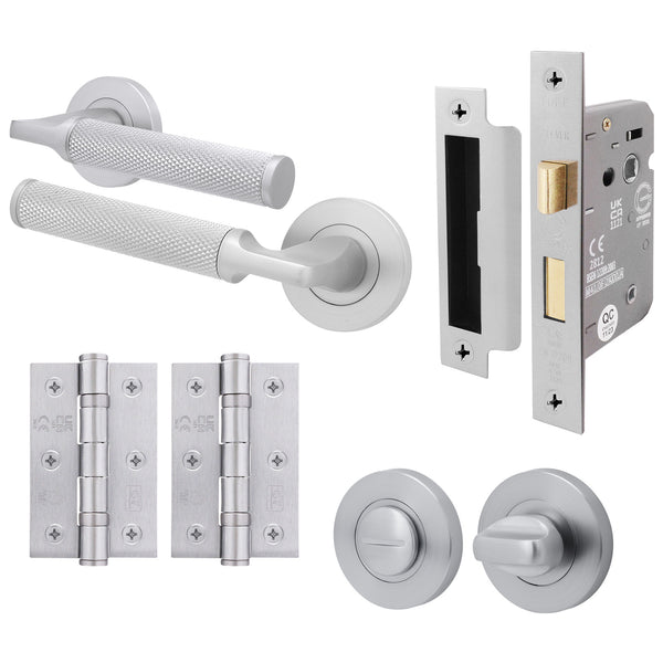 Mode - Grip Satin Chrome Lever on Rose Door Handle Pack - Bathroom - tradefit - Featured Image