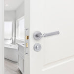 Mode - Grip Satin Chrome Lever on Rose Fire Door Handle Pack - Bathroom - FD30/60 - tradefit - 6