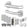 Return to Door Lever on Rose Stainless Steel Handle Kit - Medium Duty FD30/60 - 80mm Euro Lock, Thumbturn Cylinder - Master Keyed