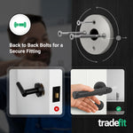 Santana Matt Black Lever on Rose Door Handle Kit - 64mm Bathroom Lock - tradefit - 3