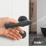 Santana Matt Black Lever on Rose Door Handle Kit - Medium Duty FD30/60 - 80mm Bathroom Lock - tradefit - 6