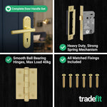 Olbia Satin Brass Lever on Backplate Door Handle Pack - 80mm Sashlock - tradefit - 5