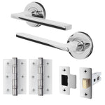 Euroda Polished Chrome Lever on Rose Door Handle Pack - Latch - tradefit - 1