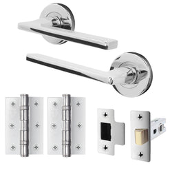 Euroda Polished Chrome Lever on Rose Door Handle Pack - Latch - tradefit