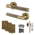 Dumont Antique Brass Lever on Rose Door Handle Kit - Heavy Duty FD30/60 - DIN Latch