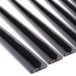 Intumescent Fire Door Brush Fire & Smoke Seal - 20x4x2100mm - Pack of 10 - Black - tradefit