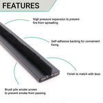 Intumescent Fire Door Brush Fire & Smoke Seal - 20x4x2100mm - Pack of 10 - Black - tradefit - 3