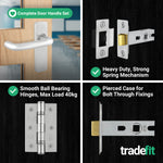 Return to Door Lever on Backplate Satin Aluminium Door Handle Kit - Medium Duty - 64mm Latch - tradefit - 5