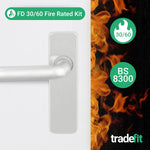 Return to Door Lever on Backplate Stainless Steel Door Handle Kit - Medium Duty FD30/60 - 76mm Latch - tradefit - 2