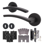 Euroda - Plus Black Lever on Rose Fire Door Handle Pack - 3 Lever Lock - FD30/60 - tradefit - 1