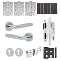 Dumont Polished Chrome Lever on Rose Door Handle Kit - Heavy Duty FD30/60 - DIN Euro Sashlock and Thumbturn Cylinder - Master Keyed
