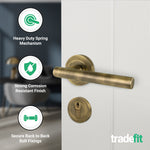 Olbia Antique Brass Lever on Rose Door Handle Kit - 80mm Euro Sashlock and Double Cylinder - Master Keyed - 4