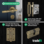 Olbia Antique Brass Lever on Rose Door Handle Kit - 80mm Euro Sashlock and Thumbturn Cylinder - Keyed to Differ - 9