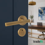 Olbia Antique Brass Lever on Rose Door Handle Kit - 80mm Euro Sashlock and Thumbturn Cylinder - Keyed to Differ - tradefit - 6