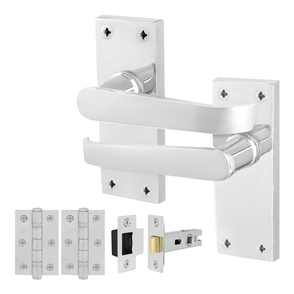 Straight Pattern Polished Chrome Door Handle Pack - 76mm Latch - tradefit - Featured Image