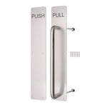 Architectural Pull Handle On Plate & Push Plate Kit - 475 x 75mm - Satin Aluminium - tradefit - 1