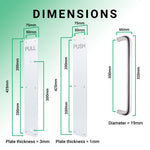 Architectural Pull Handle On Plate & Push Plate Kit - 475 x 75mm - Satin Aluminium - tradefit - 4