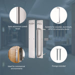 Architectural Pull Handle On Plate & Push Plate Kit - 475 x 75mm - Satin Aluminium - tradefit - 3