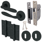 Sassari Matt Black Lever on Rose Door Handle Pack - BS3621 5 Lever Lock - tradefit - 1