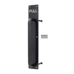 Architectural Pull Handle On Plate - Engraved Pull - 475 x 75mm - Matt Black - tradefit