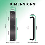 Architectural Pull Handle On Plate - Engraved Pull - 475 x 75mm - Matt Black - tradefit - 4